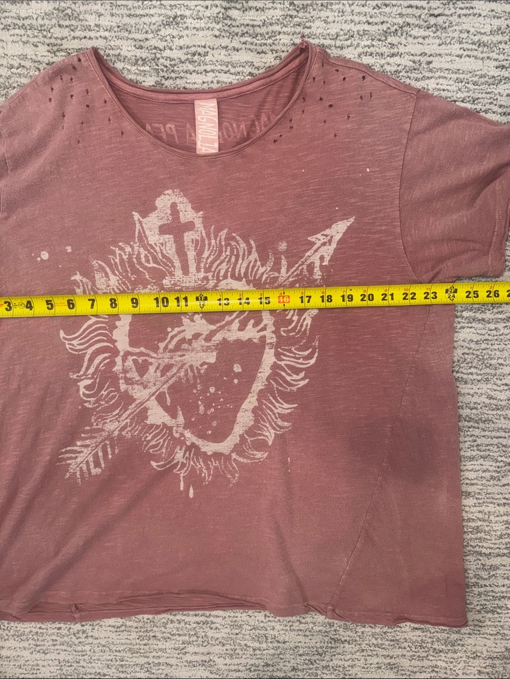 Magnolia Pearl Sovereign Heart 924 Bisou Dusty Rose Distressed Tee Shirt OS - Picture 8 of 11